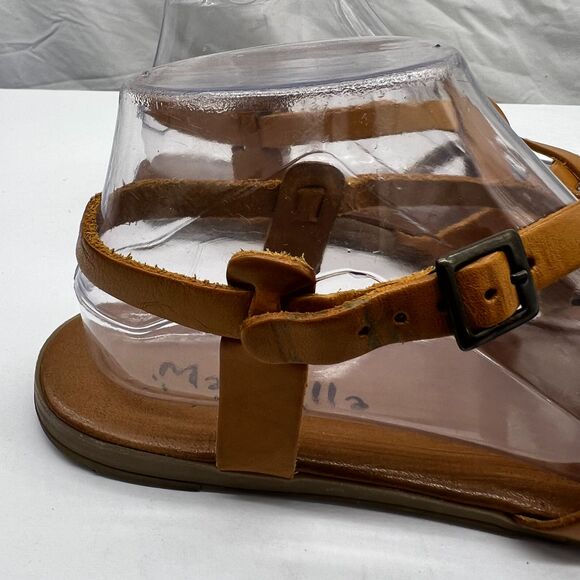 Mariella Made in Italy Brown Caged Ankle Open Toe Sandal Flats- Women's 8.5 -New - Picture 5 of 11